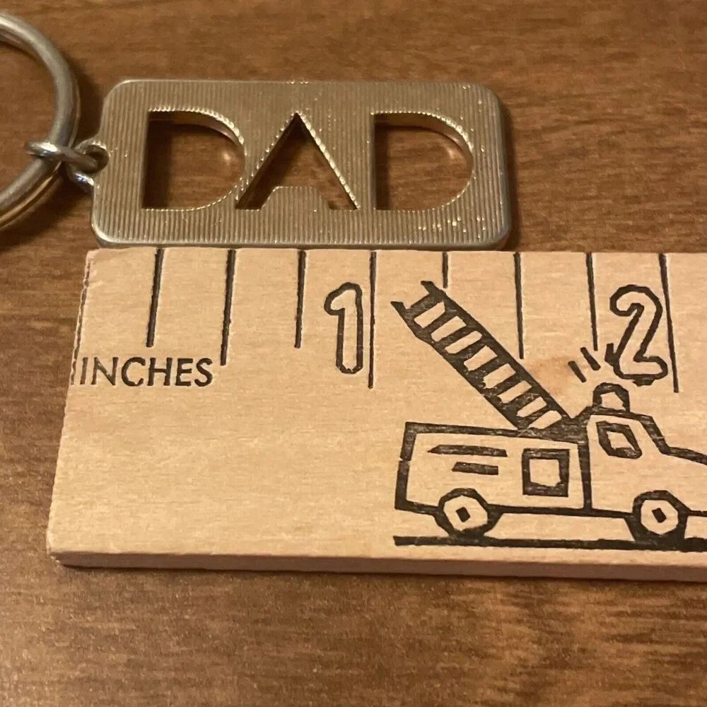 Vintage Avon Goldtone Cutout DAD Keychain Key Ring Chain Fob Hangtag